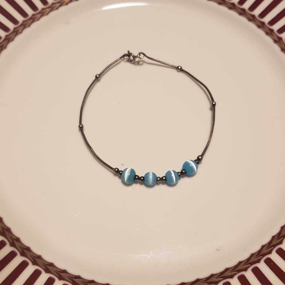 Sterling silver blue beads bracelet